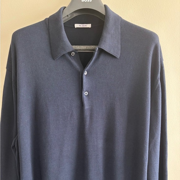 Pal Zileri Navy Long Sleeve Polo Shirt 100% cotton XXXL - Picture 3 of 10